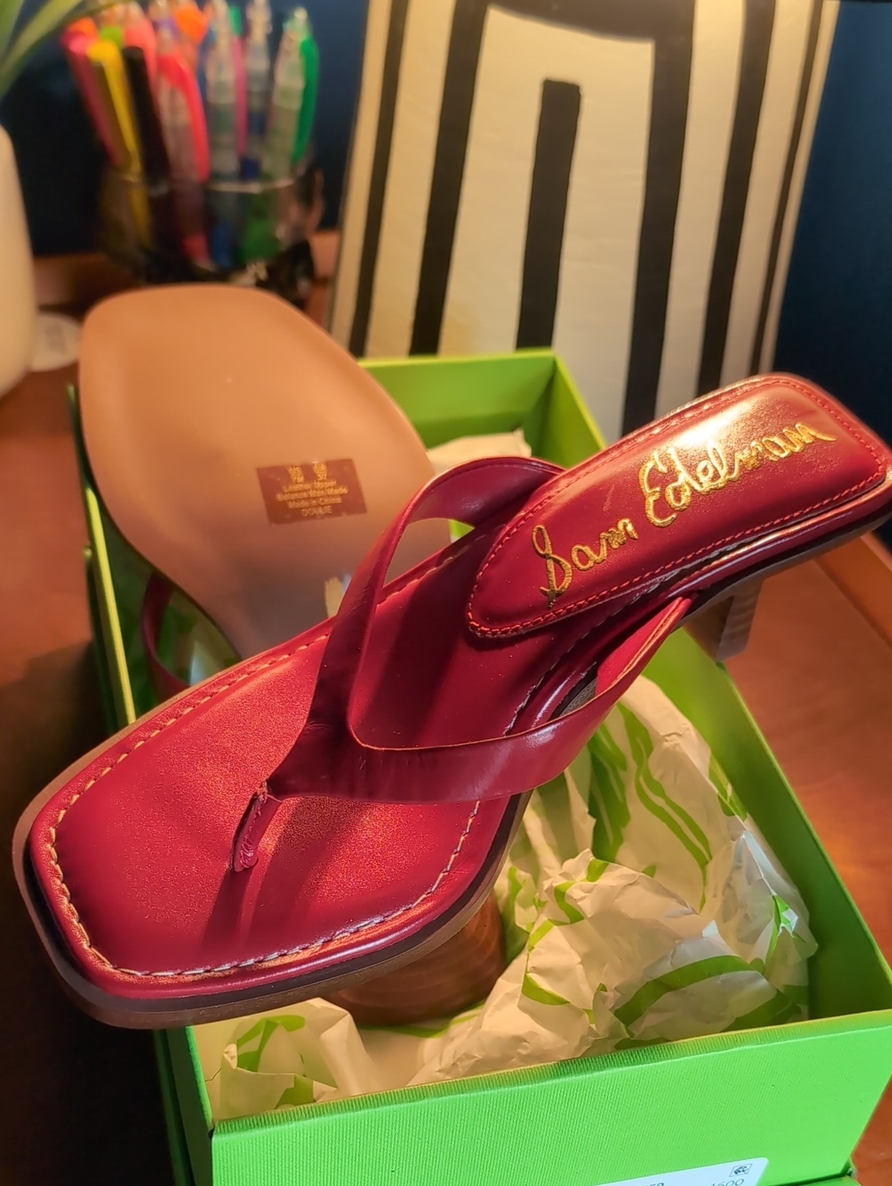 Sam Edelman Red Leather Thong Sandal